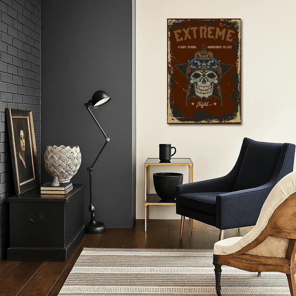 Extreme Flight School Skull Pilot Helmet Art – Wall Art