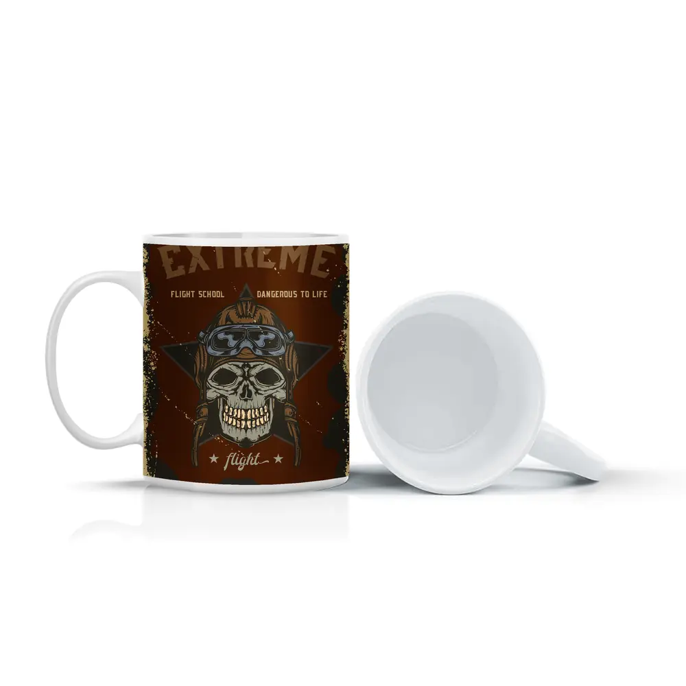 Extreme Flight School Skull Pilot Helmet Art – Mugs