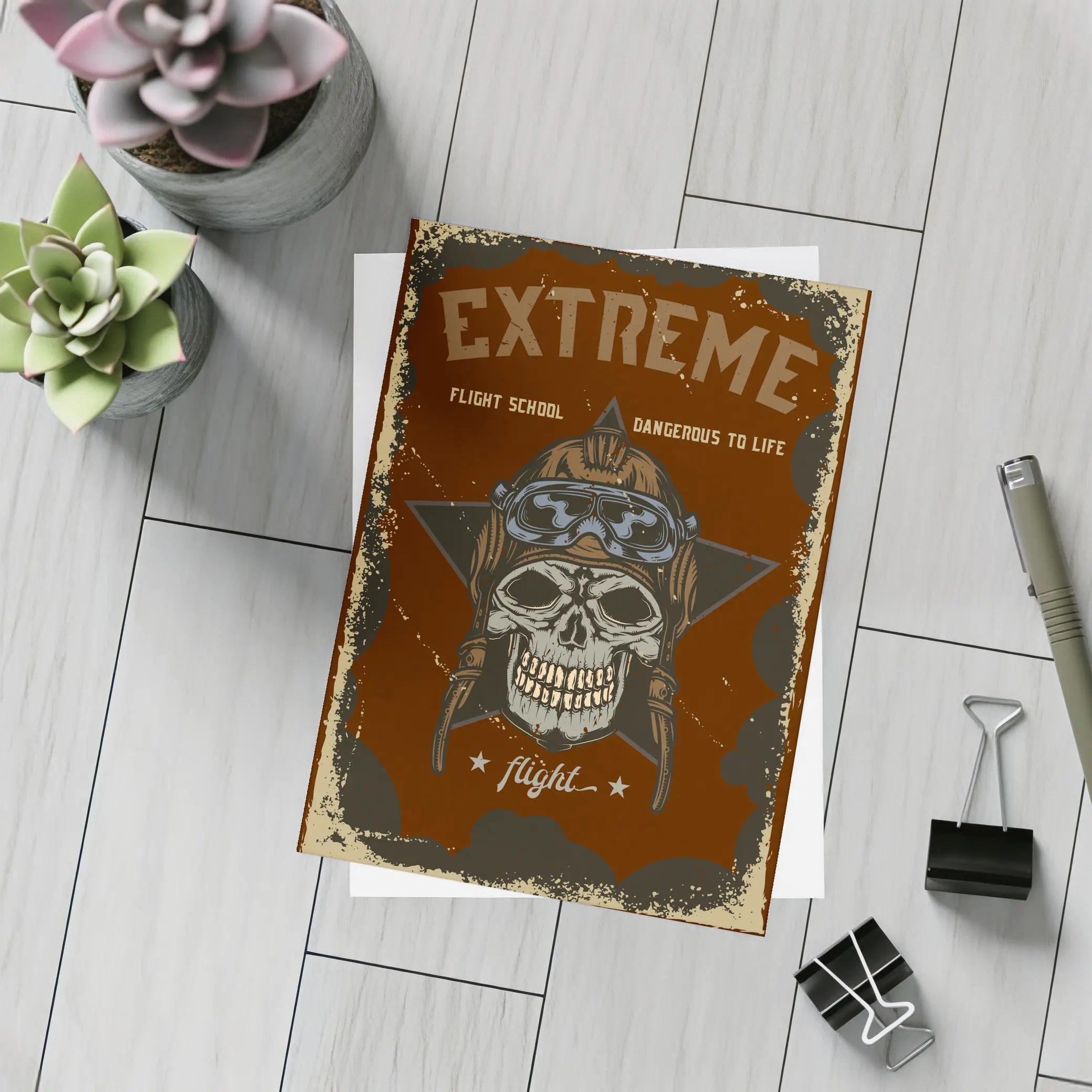 Extreme Flight School Skull Pilot Helmet Art – Postcards