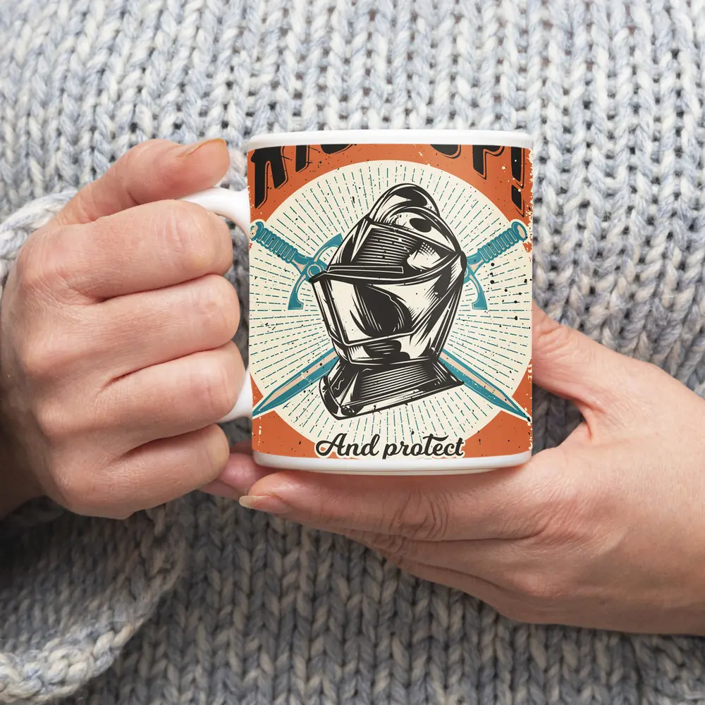 Rise Up Knight Helmet Crossed Swords Vintage – Mugs