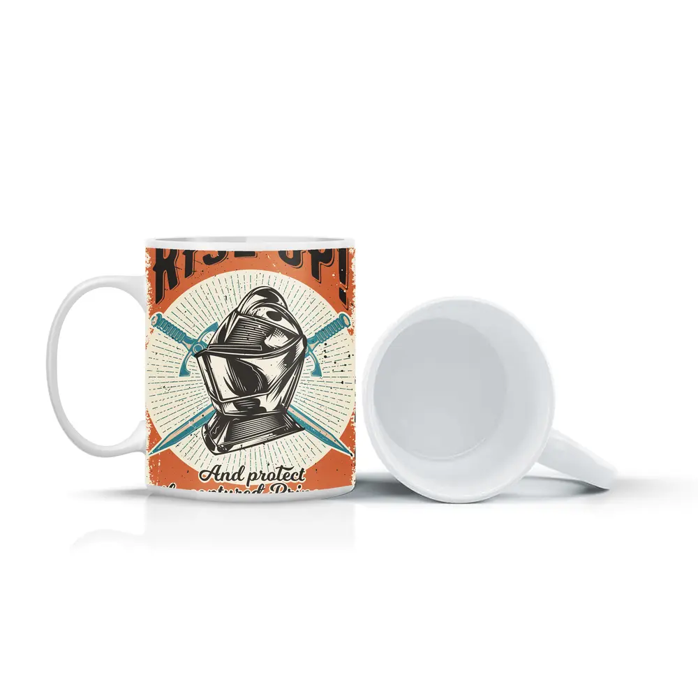 Rise Up Knight Helmet Crossed Swords Vintage – Mugs
