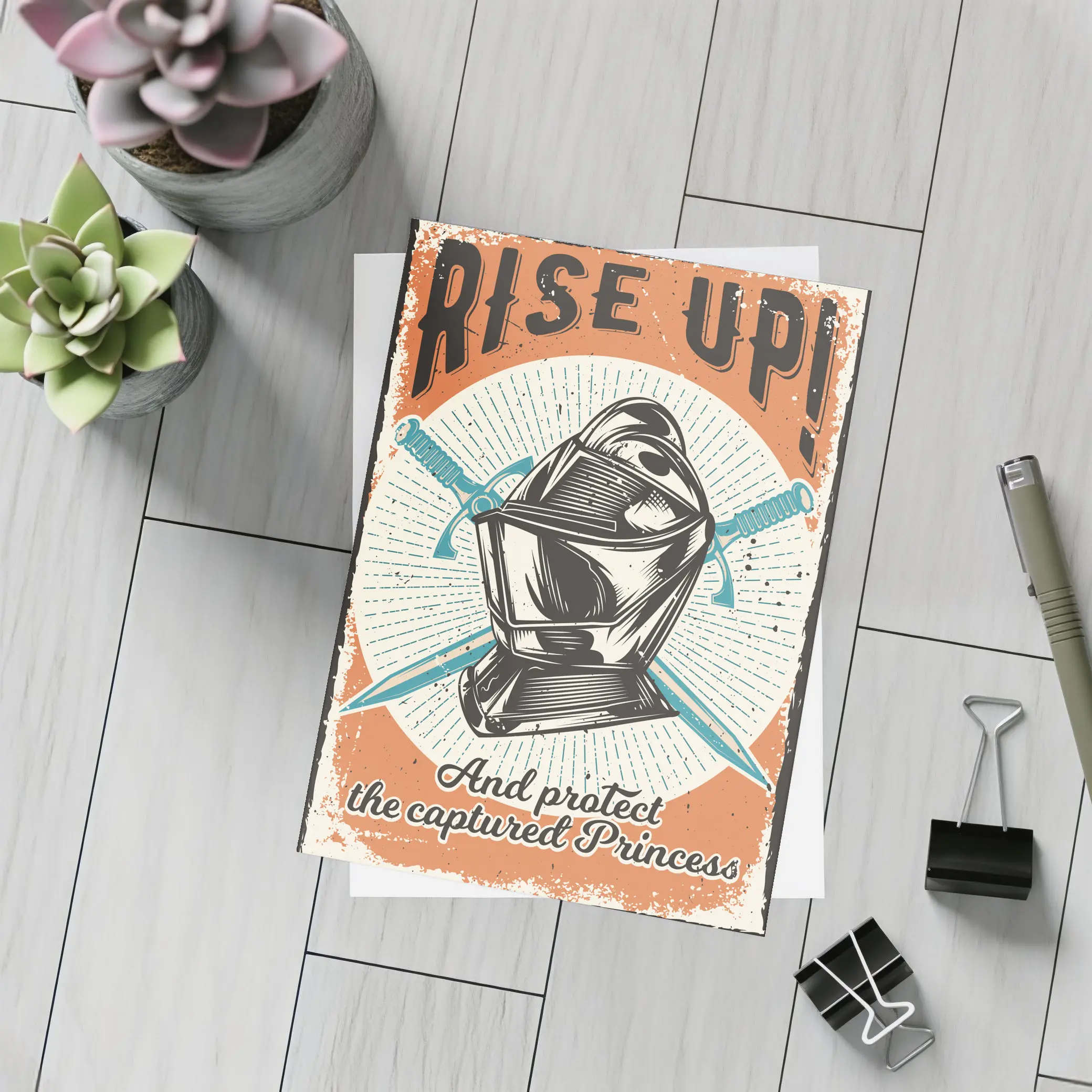 Rise Up Knight Helmet Crossed Swords Vintage – Postcards