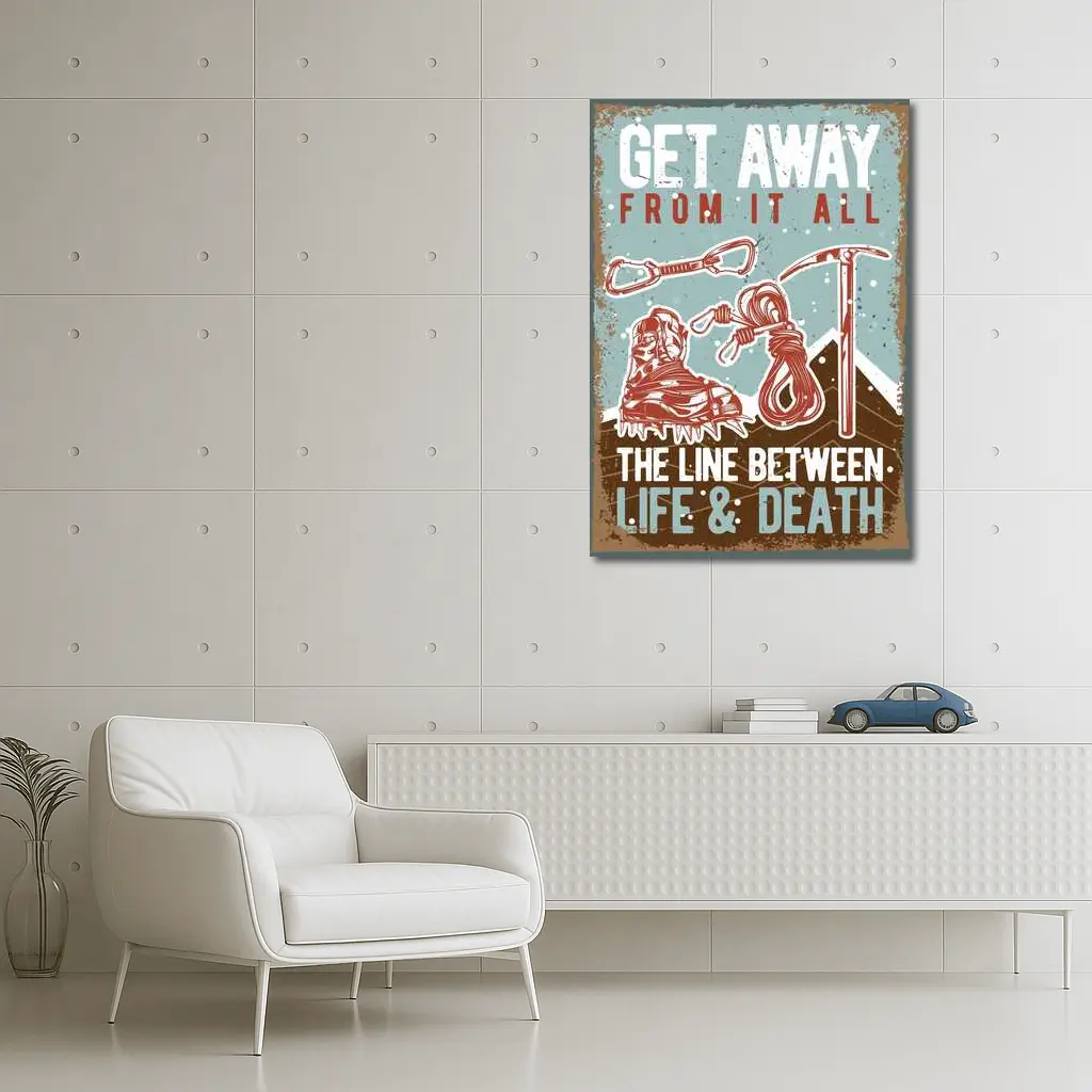 Retro Rock Climbing Gear Adventure Quote – Wall Art