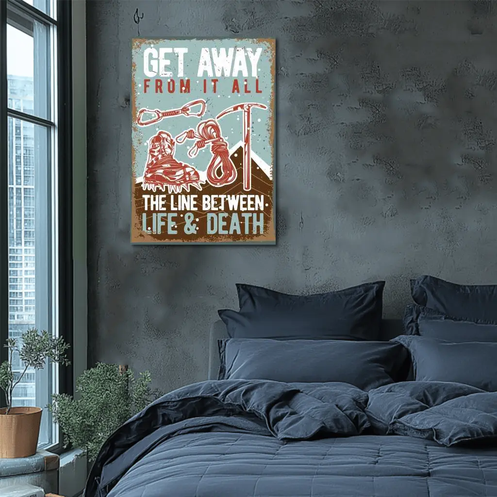 Retro Rock Climbing Gear Adventure Quote – Wall Art