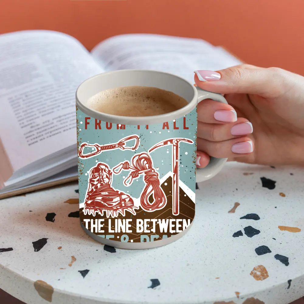 Retro Rock Climbing Gear Adventure Quote – Mugs