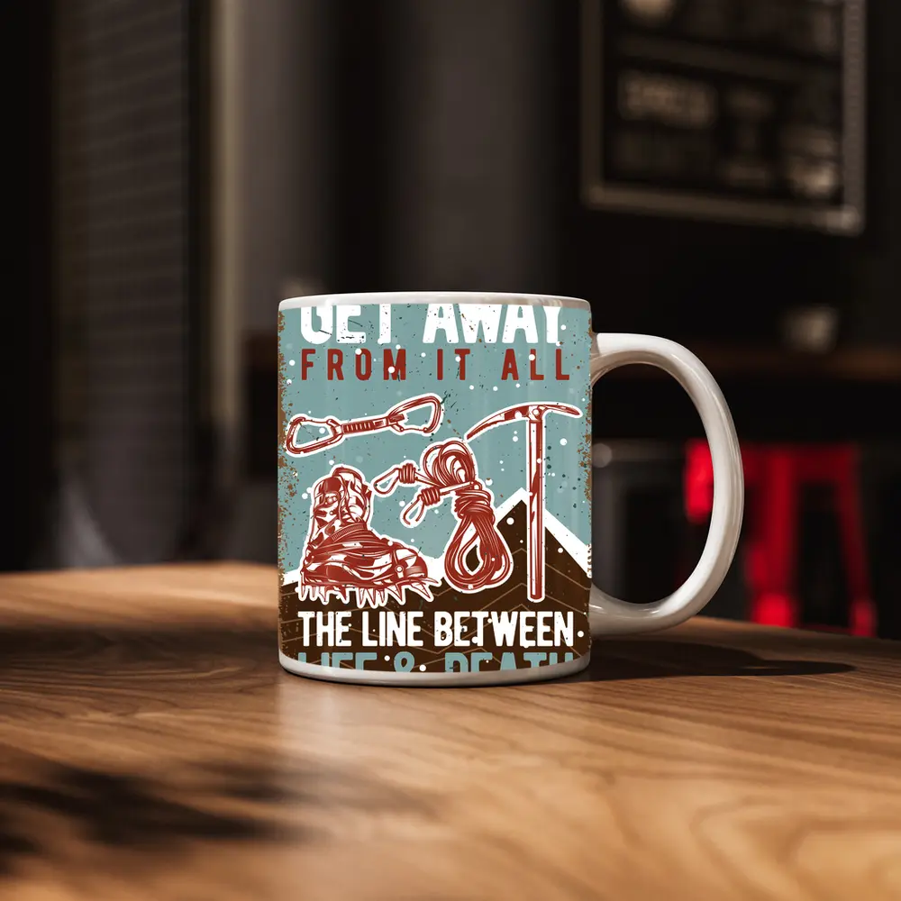 Retro Rock Climbing Gear Adventure Quote – Mugs