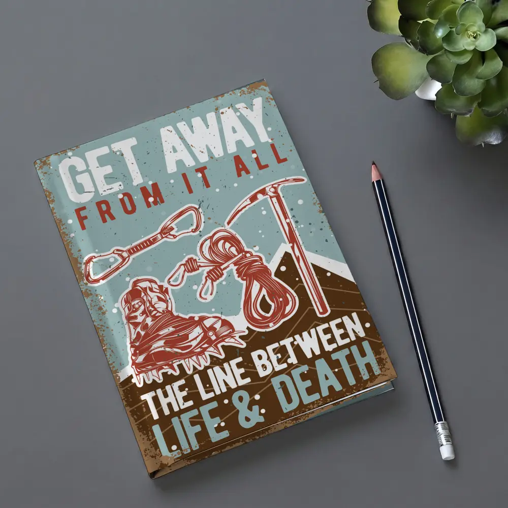 Retro Rock Climbing Gear Adventure Quote – Notebooks