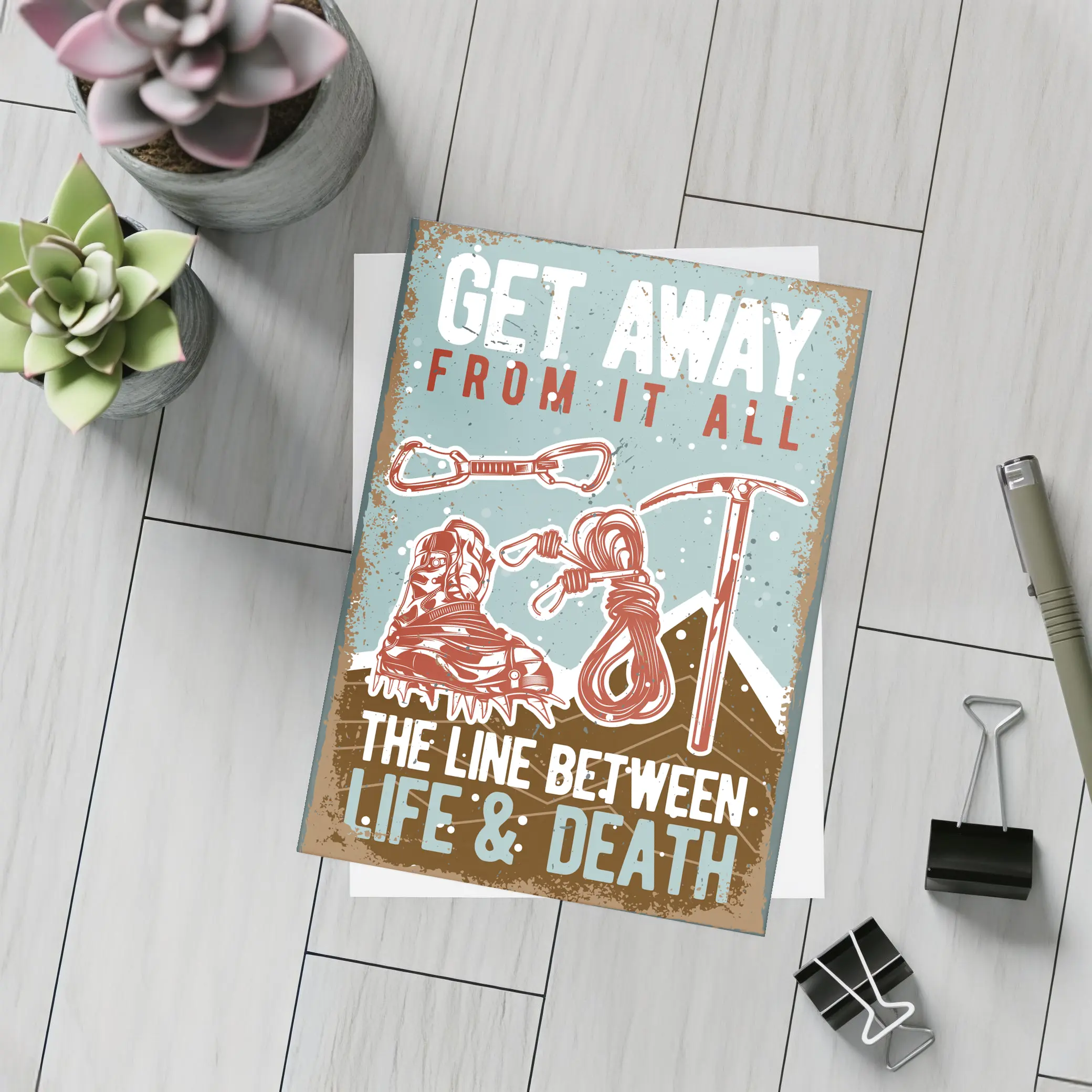 Retro Rock Climbing Gear Adventure Quote – Postcards