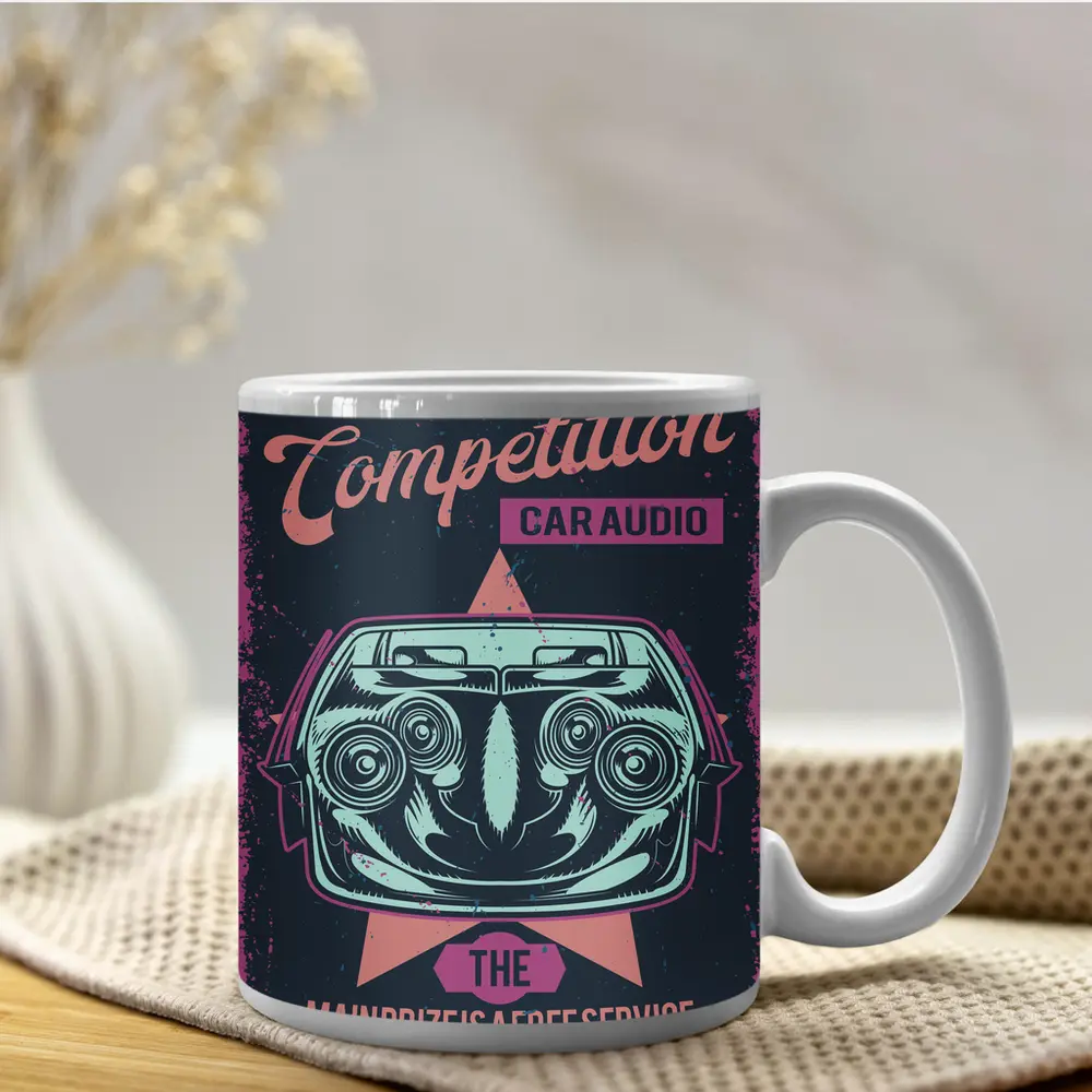 Competition Car Audio Retro Poster Art – Mugs