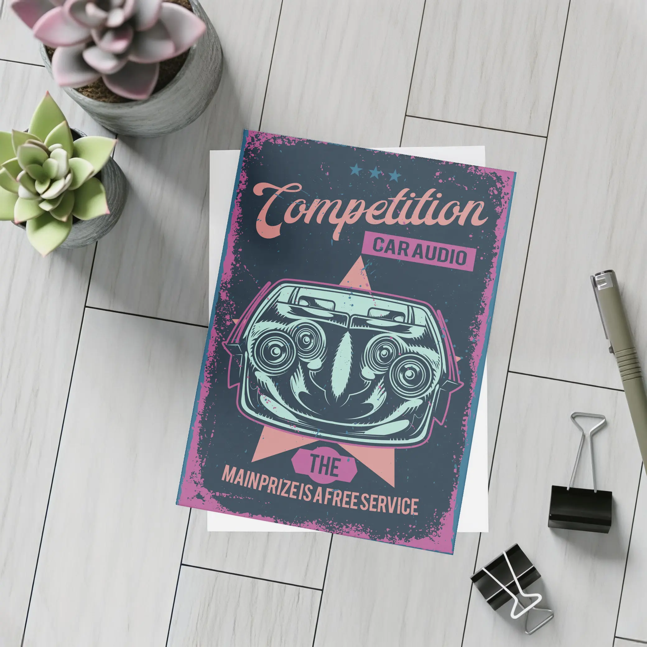 Competition Car Audio Retro Poster Art – Postcards