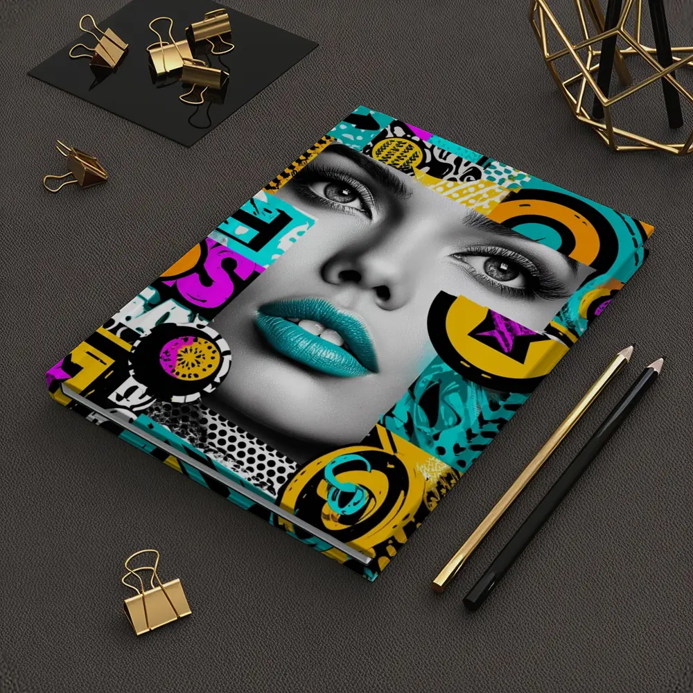 Pop Art Woman Face Colorful Abstract Collage – Notebooks