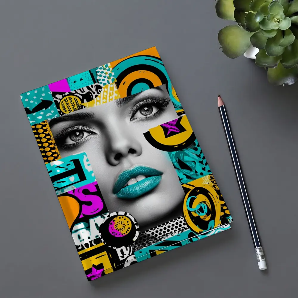 Pop Art Woman Face Colorful Abstract Collage – Notebooks