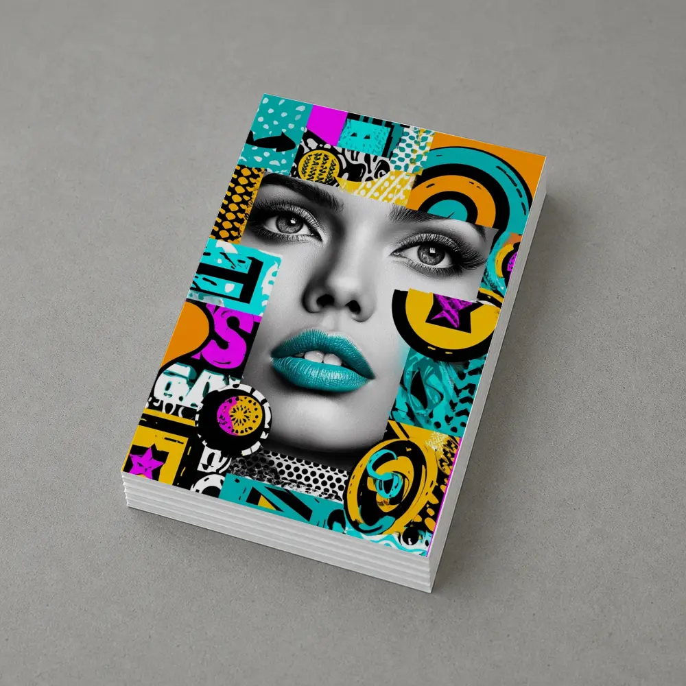 Pop Art Woman Face Colorful Abstract Collage – Postcards