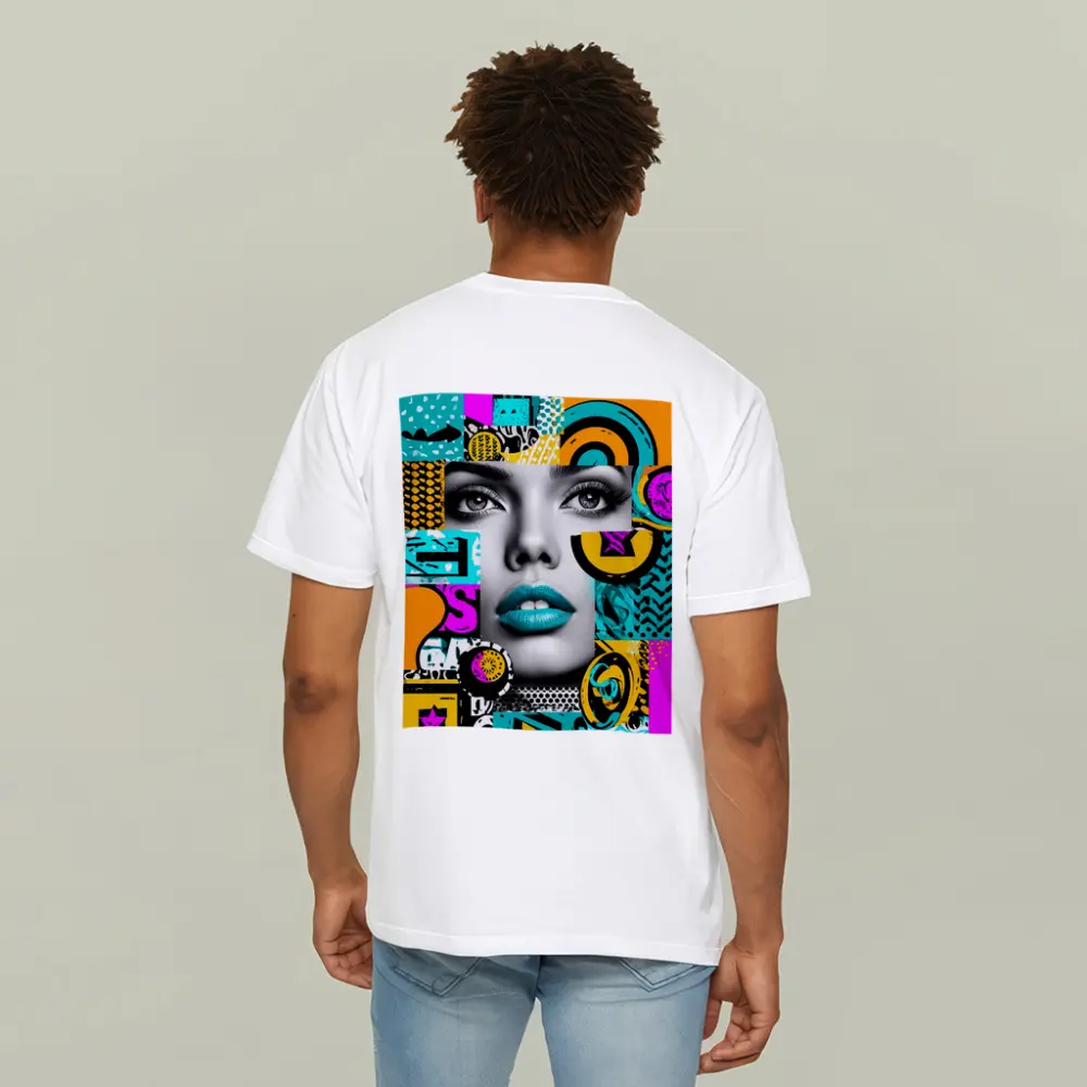 Pop Art Woman Face Colorful Abstract Collage – T-Shirts