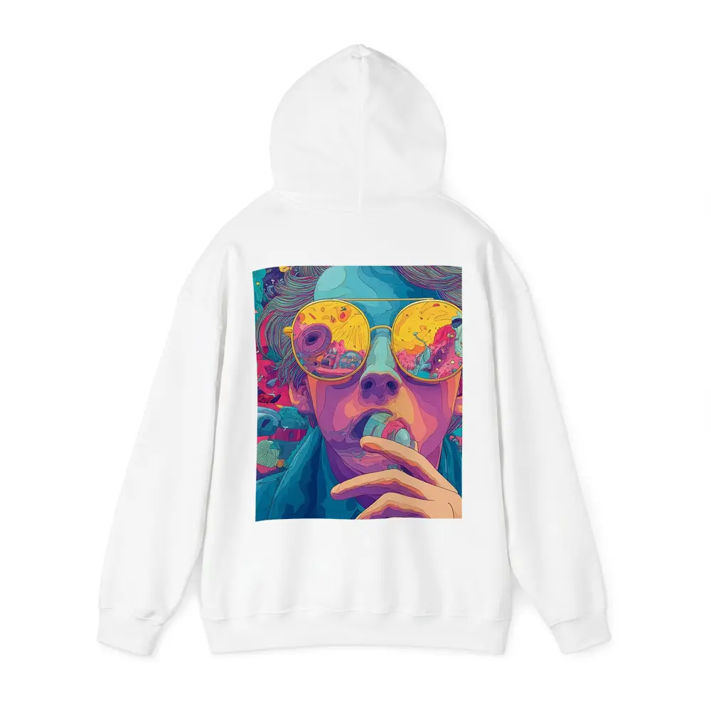 Psychedelic Man Sunglasses Colorful Surreal Background – Hoodies