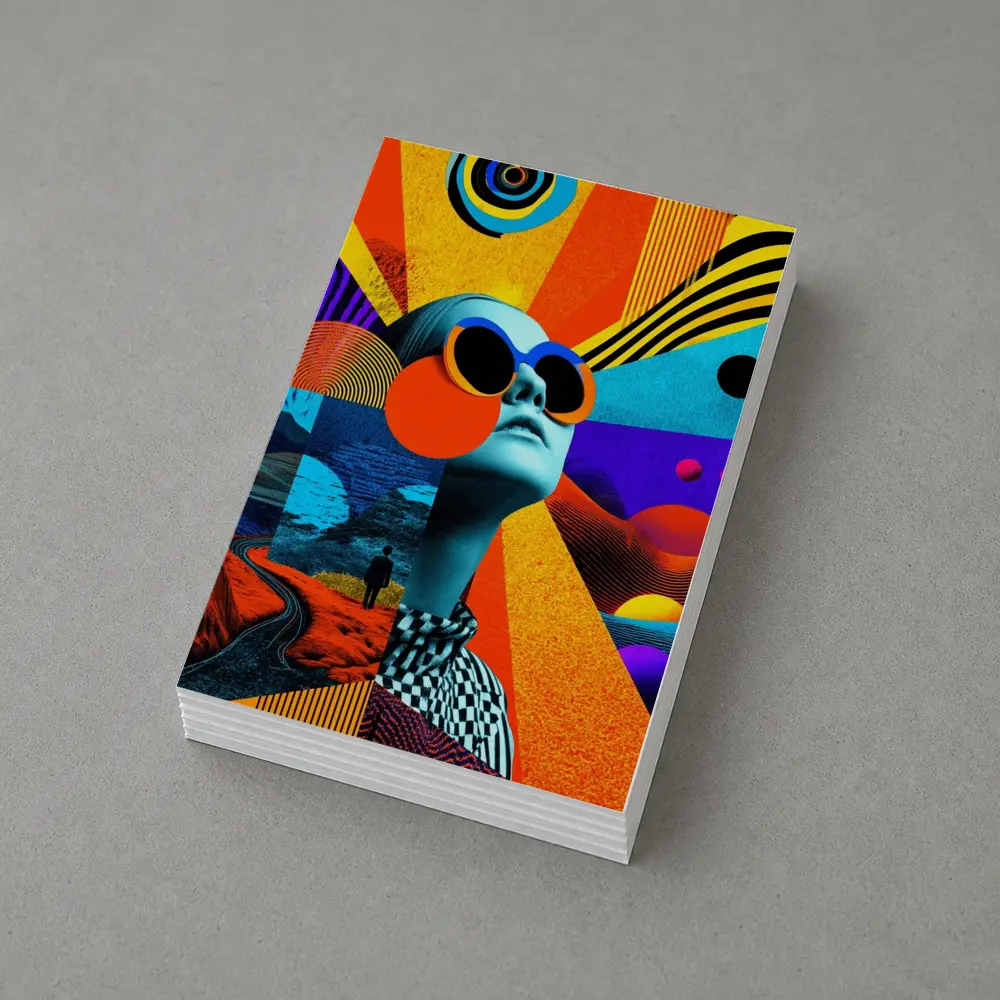 Retro Collage Woman Sunglasses Psychedelic Pop Art – Postcards