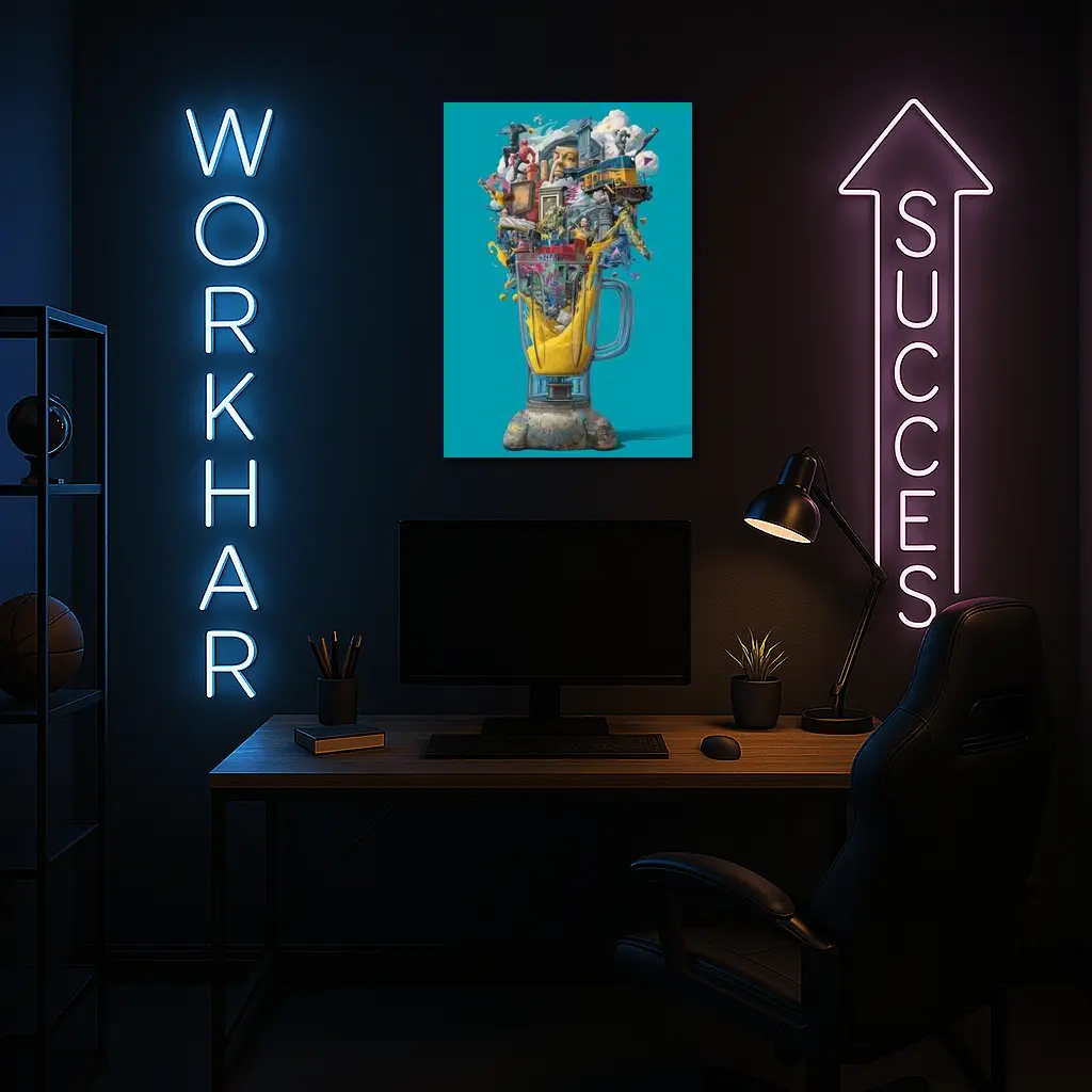 Surreal Blender Pop Art Teal Background – Wall Art