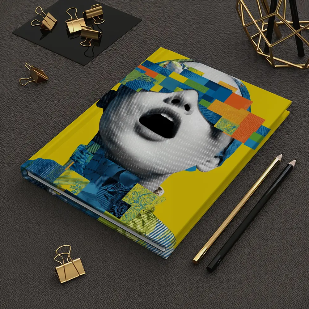 Pop Art Woman Collage Yellow Background – Notebooks