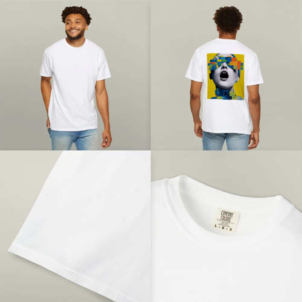 Pop Art Woman Collage Yellow Background – T-Shirts