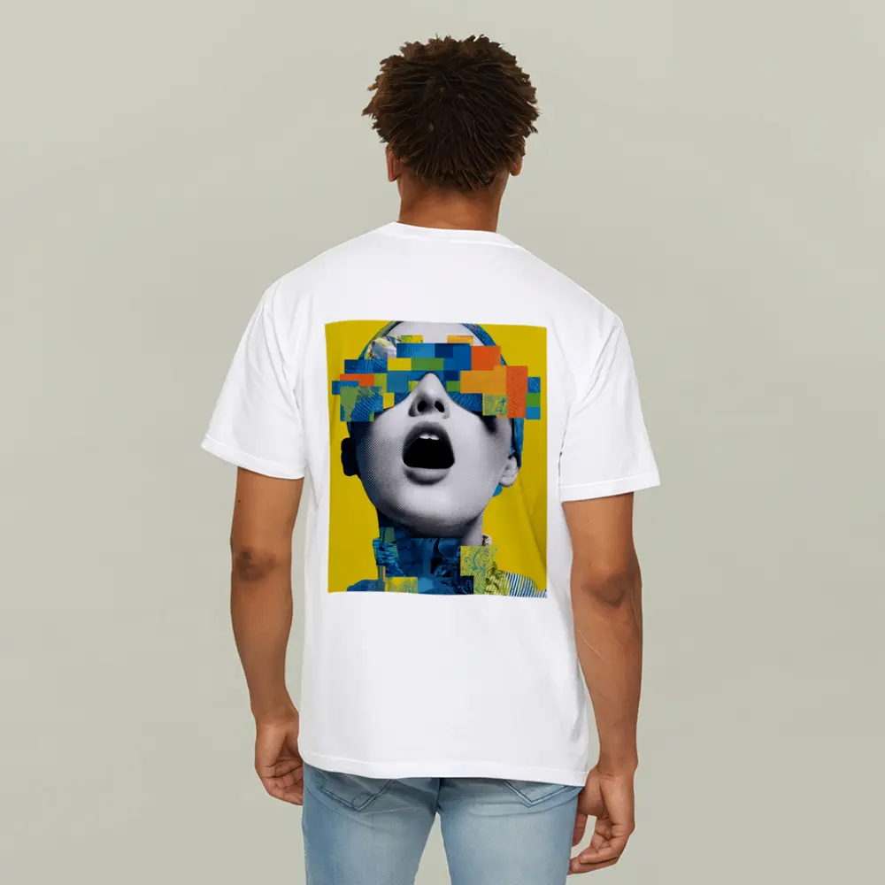 Pop Art Woman Collage Yellow Background – T-Shirts
