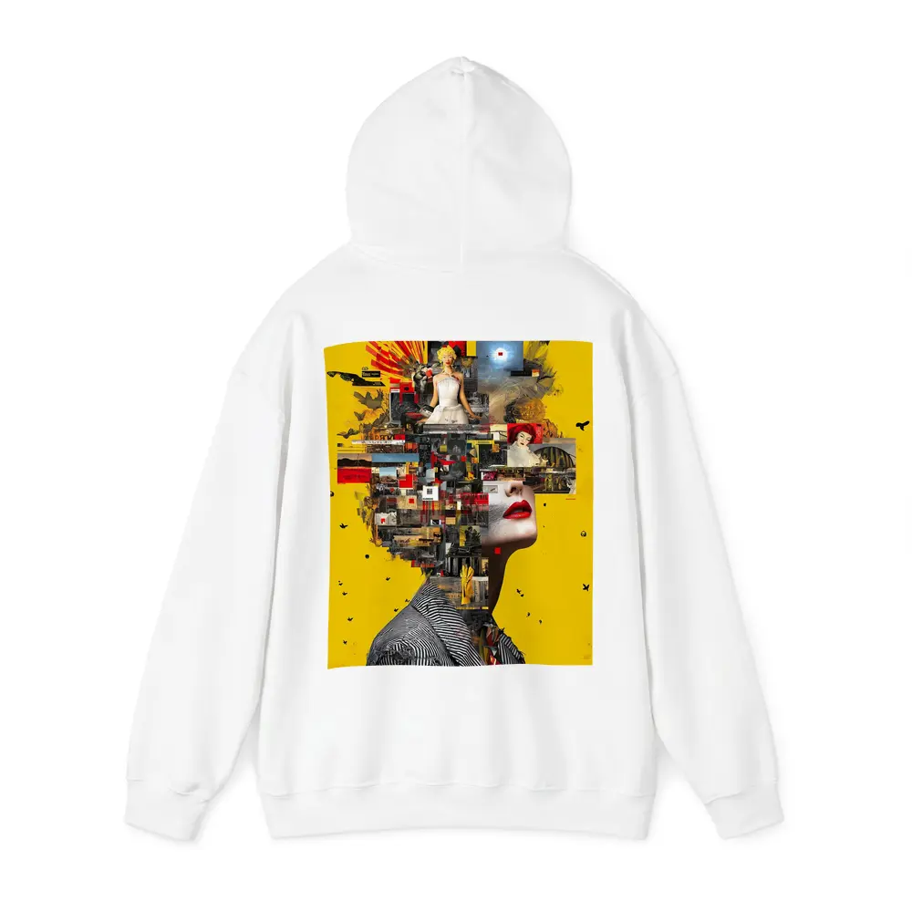 Collage Woman Portrait On Yellow Background – Hoodies
