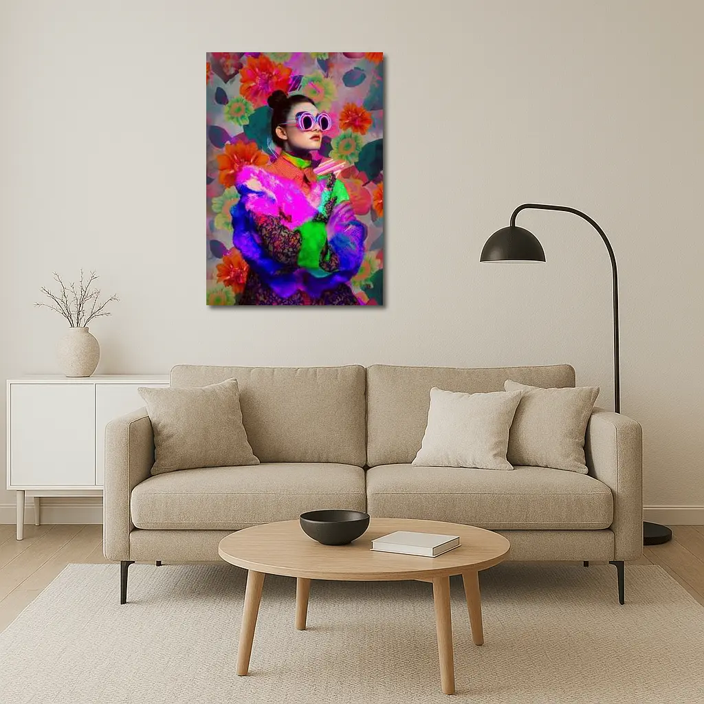 Neon Fashion Woman Floral Pop Art – Wall Art