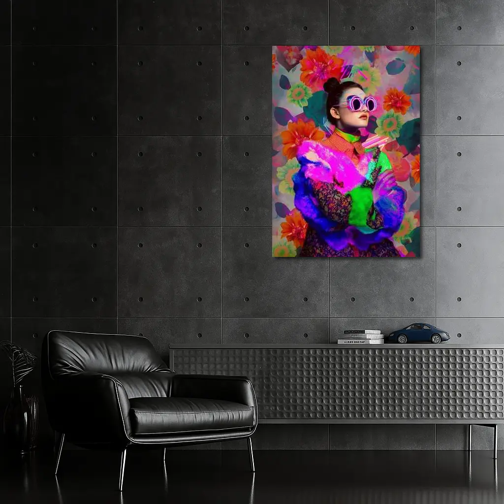 Neon Fashion Woman Floral Pop Art – Wall Art