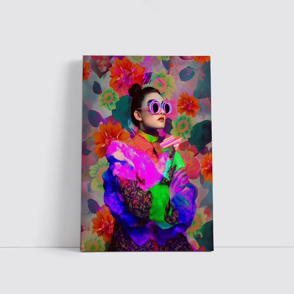 Neon Fashion Woman Floral Pop Art – Wall Art