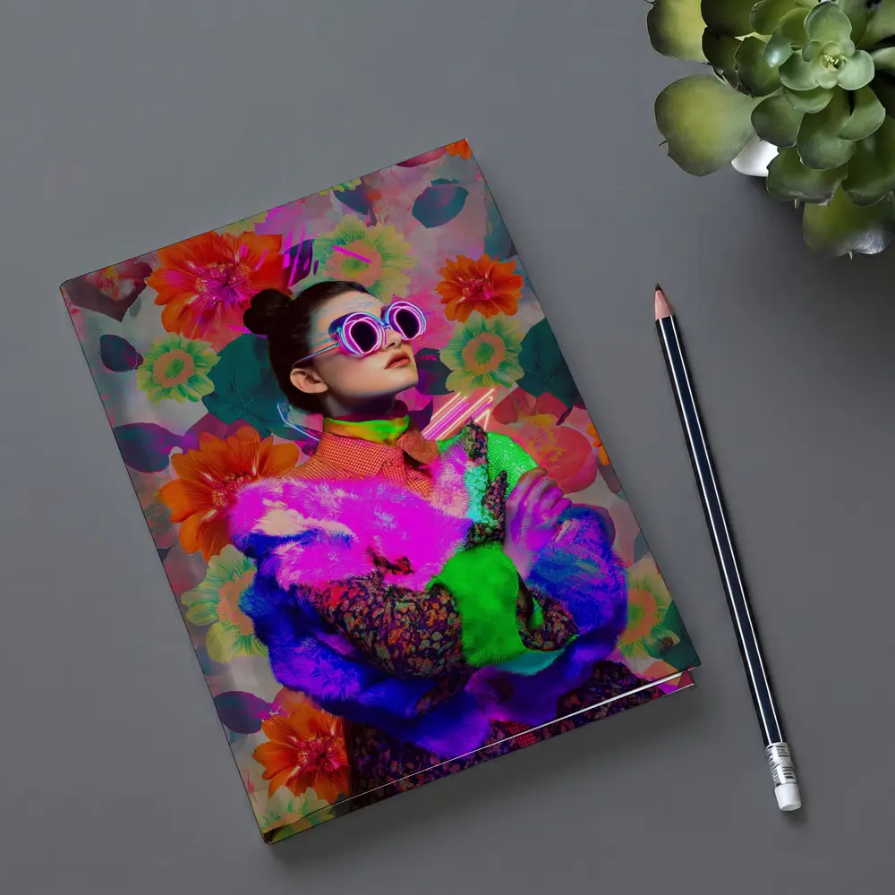 Neon Fashion Woman Floral Pop Art – Notebooks