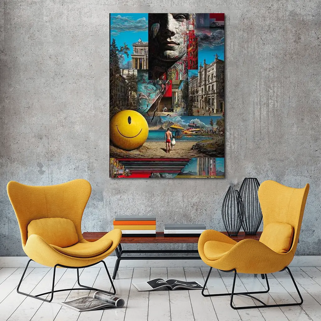 Surreal Collage Art City Dreamscape Mixed Media – Wall Art
