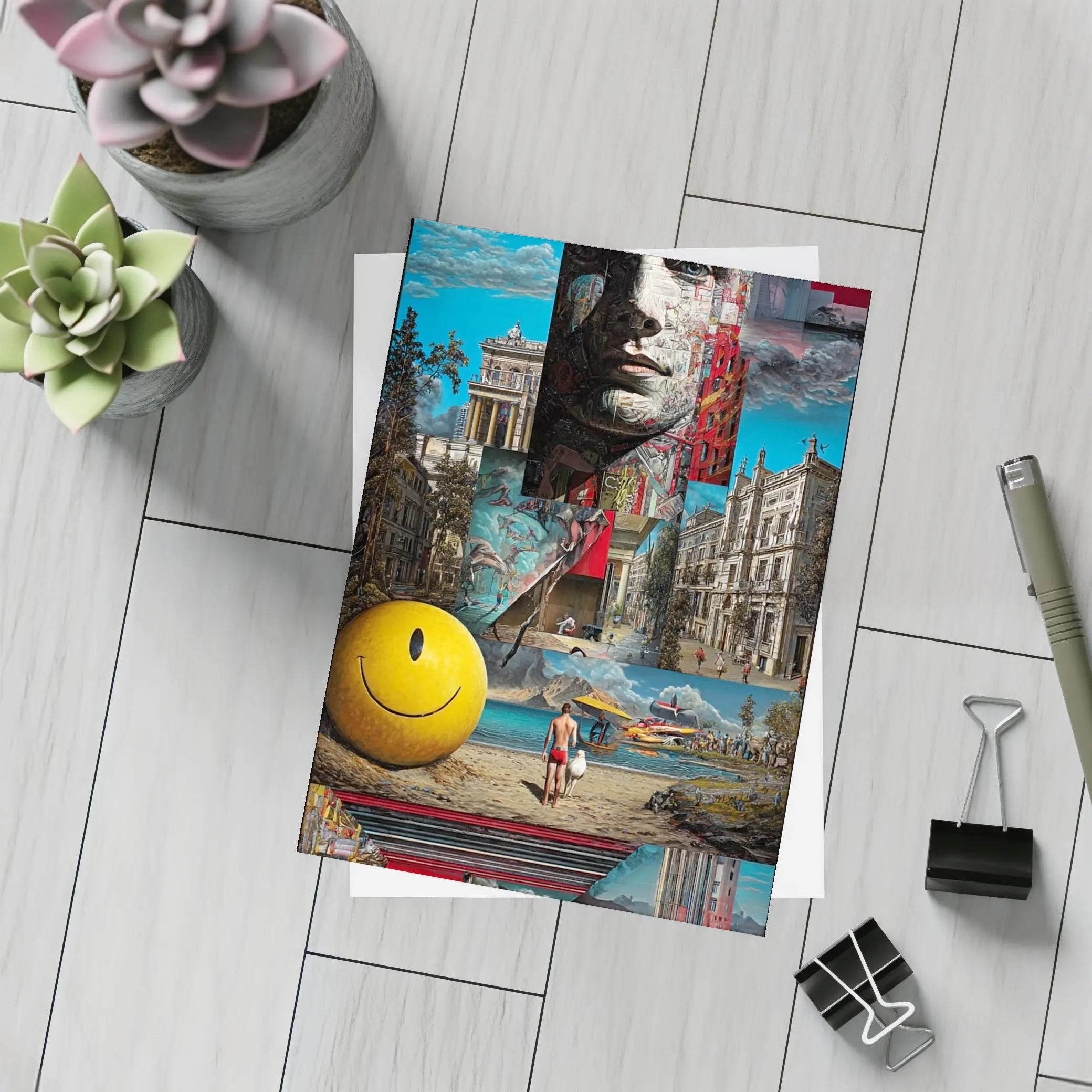 Surreal Collage Art City Dreamscape Mixed Media – Postcards