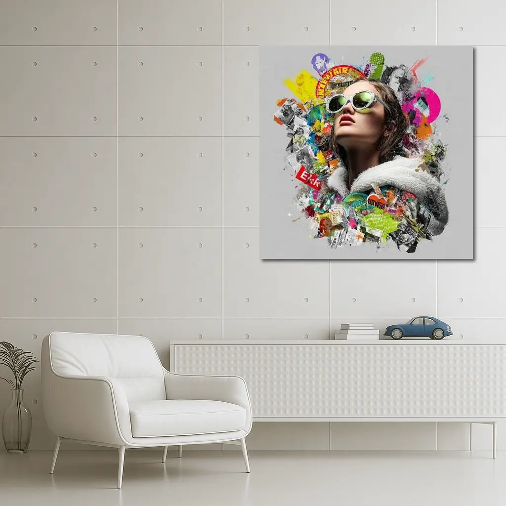 Woman Sunglasses Pop Art Collage Style – Wall Art