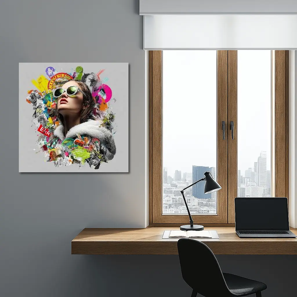 Woman Sunglasses Pop Art Collage Style – Wall Art