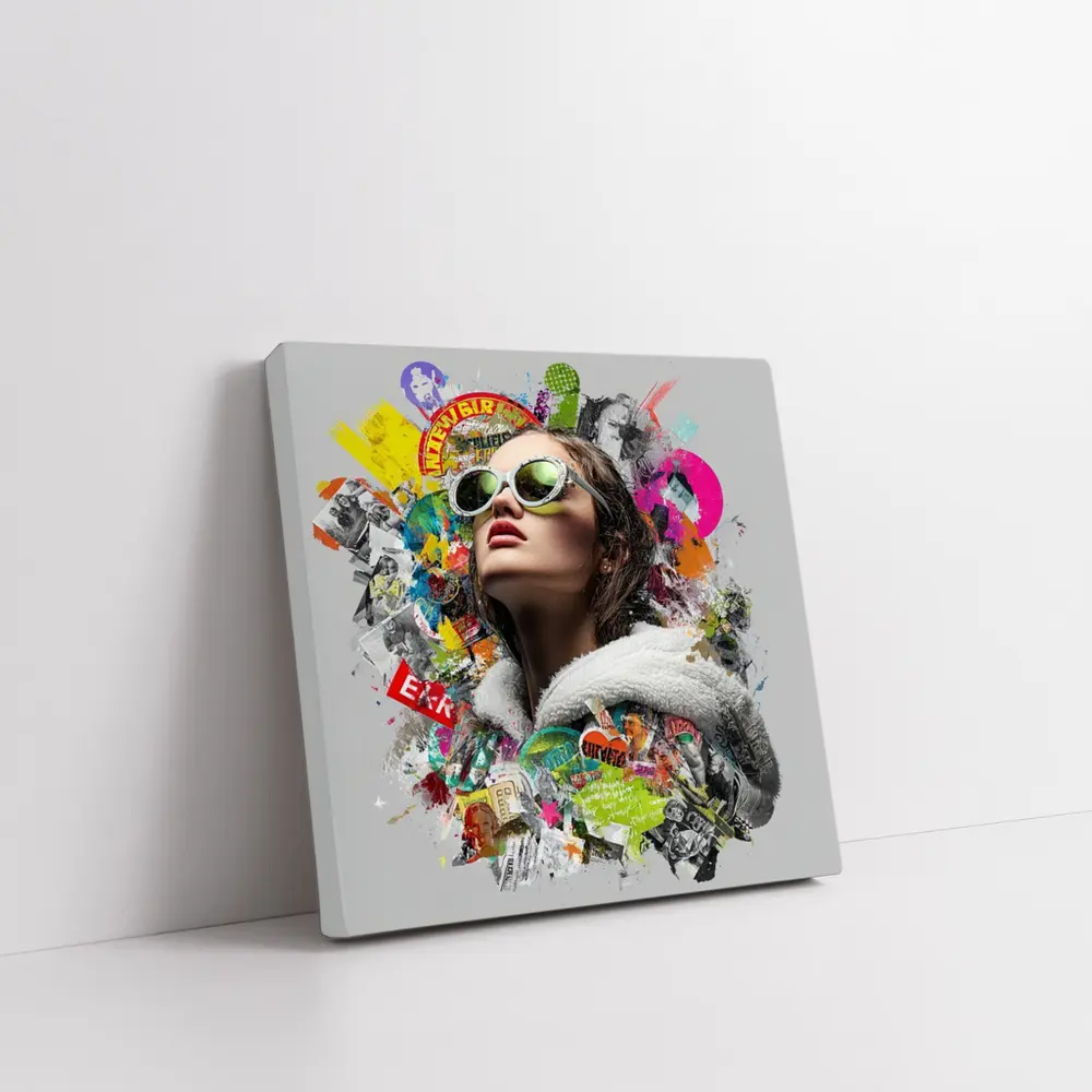 Woman Sunglasses Pop Art Collage Style – Wall Art