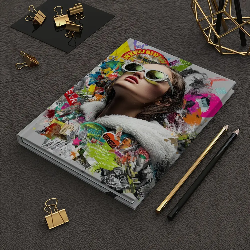 Woman Sunglasses Pop Art Collage Style – Notebooks