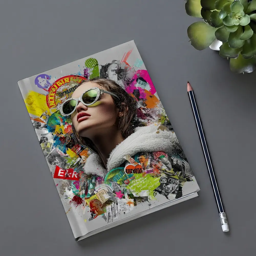 Woman Sunglasses Pop Art Collage Style – Notebooks