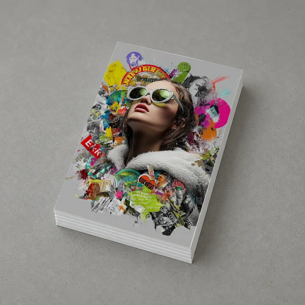 Woman Sunglasses Pop Art Collage Style – Postcards