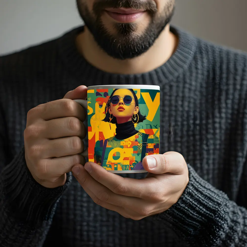 Fashion Woman Retro Typography Colorful Pop Art – Mugs