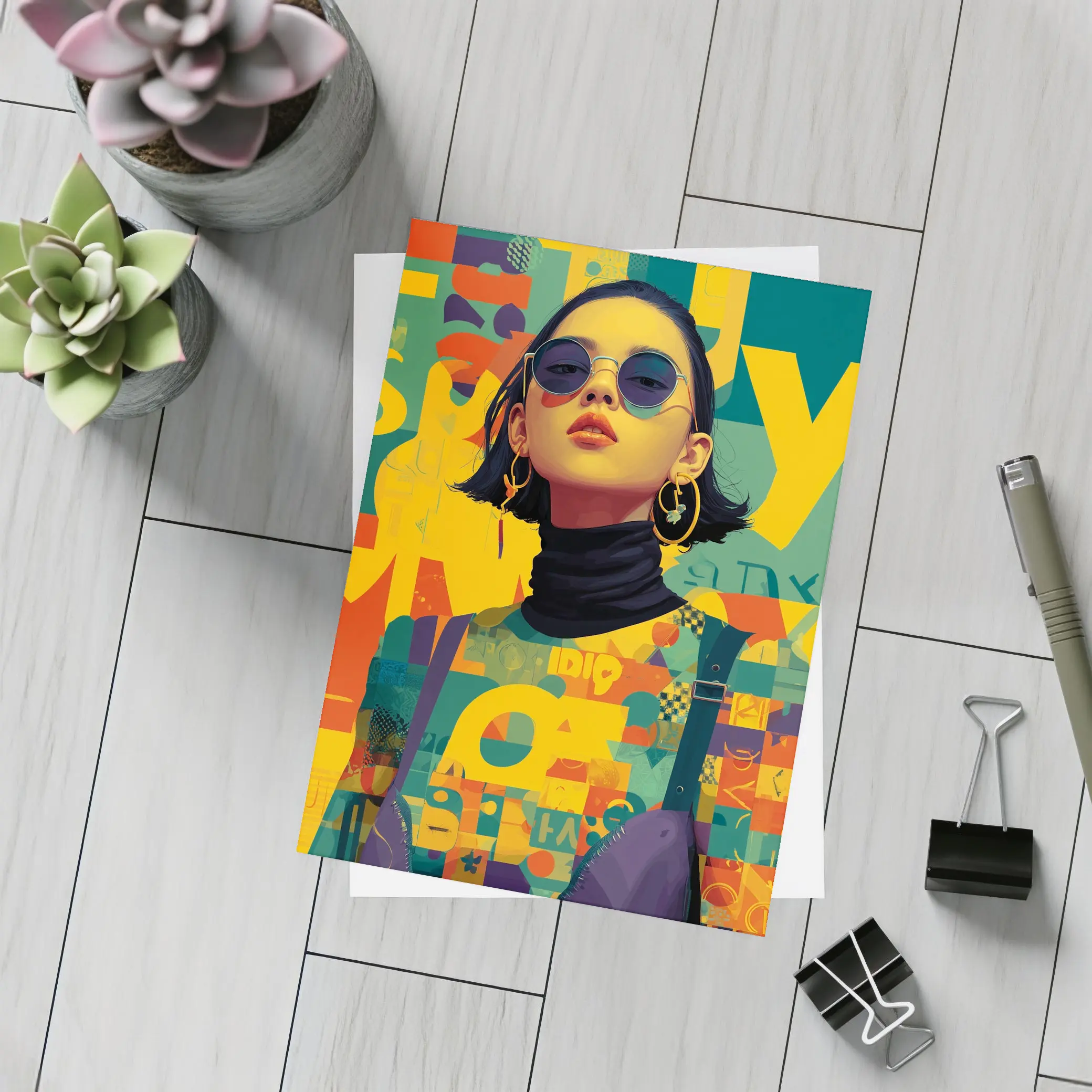 Fashion Woman Retro Typography Colorful Pop Art – Postcards