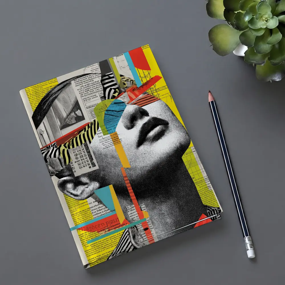 Woman Collage Art Newspaper Bold Colors – Notebooks