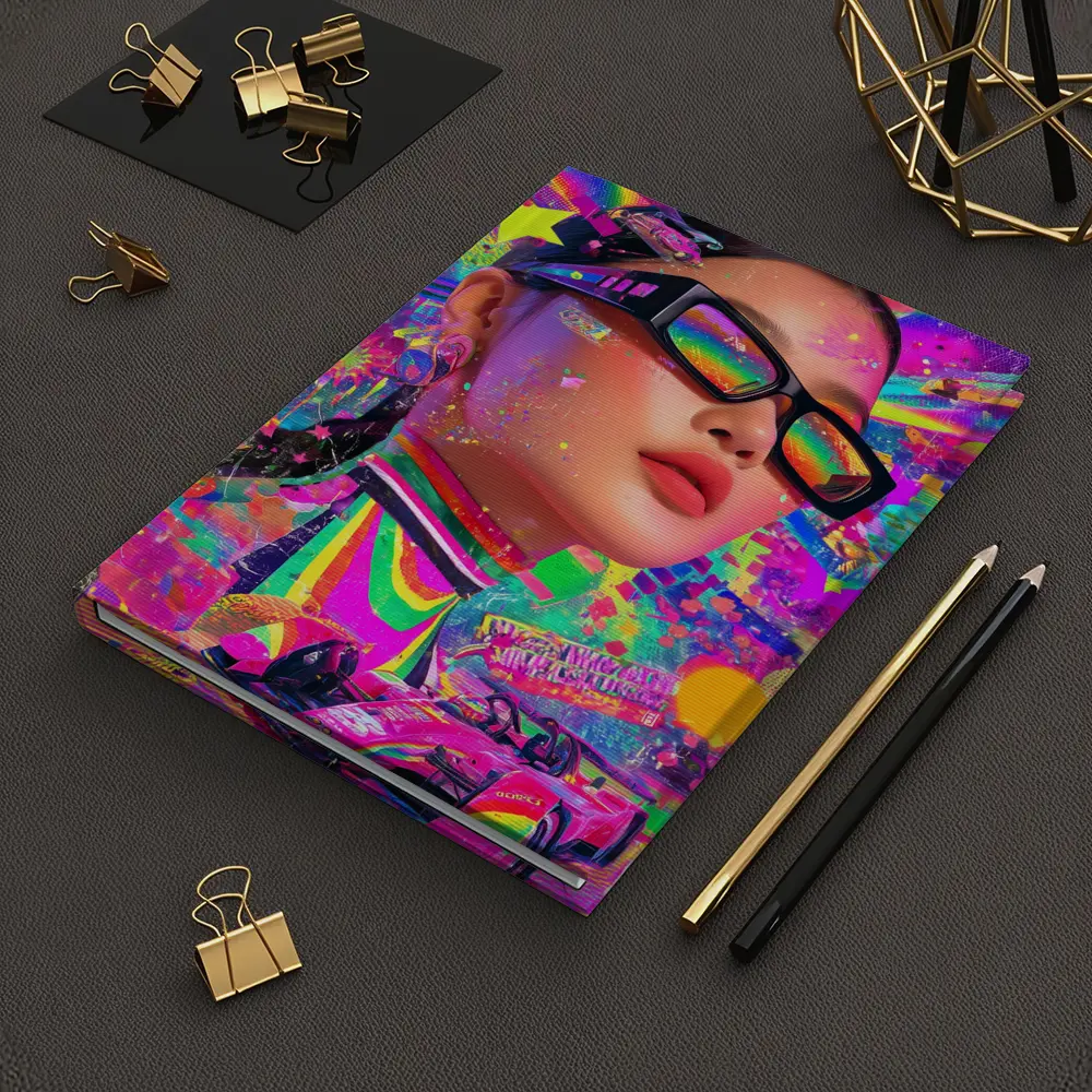 Neon Pop Art Woman Formula Racing Car – Notebooks