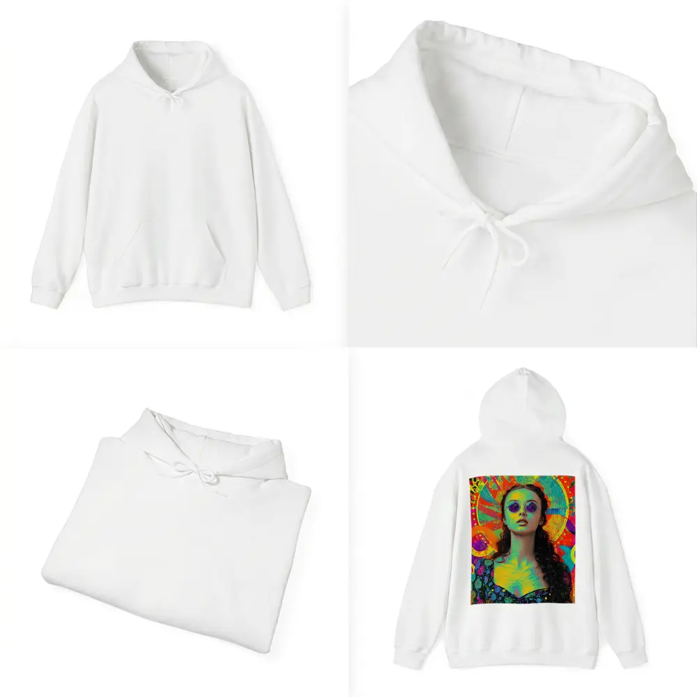 Psychedelic Woman Portrait Colorful Abstract Background – Hoodies
