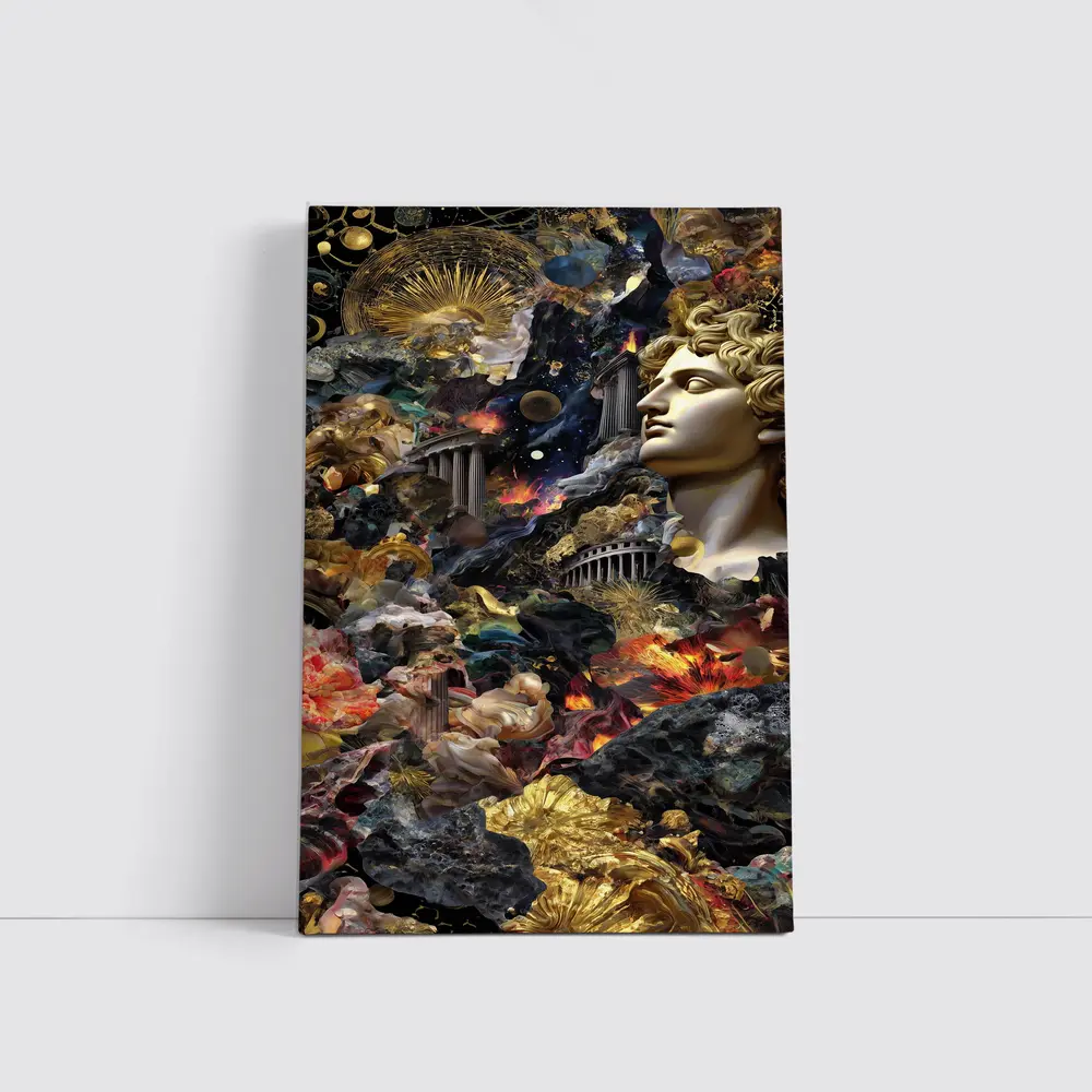 Greek Mythology Collage Gold Cosmic Chaos – Wall Art