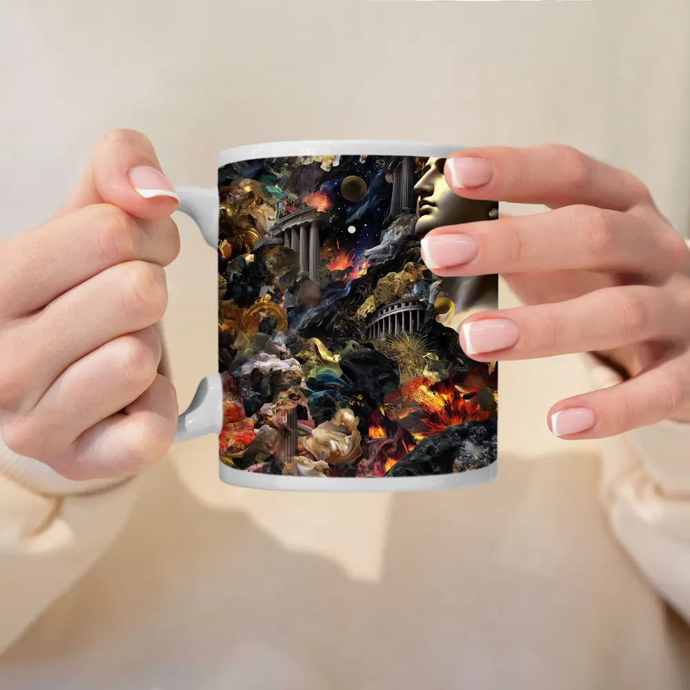 Greek Mythology Collage Gold Cosmic Chaos – Mugs