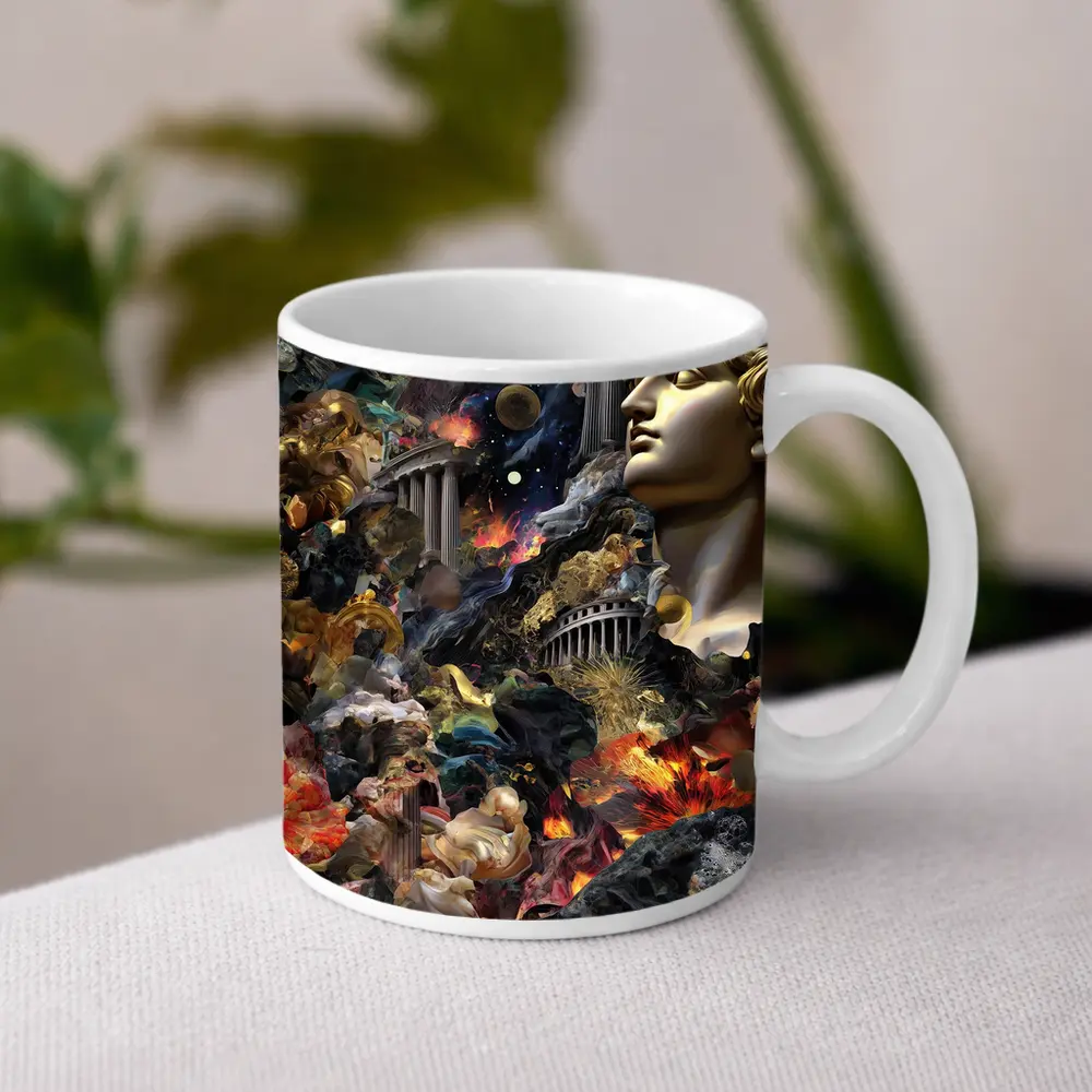 Greek Mythology Collage Gold Cosmic Chaos – Mugs