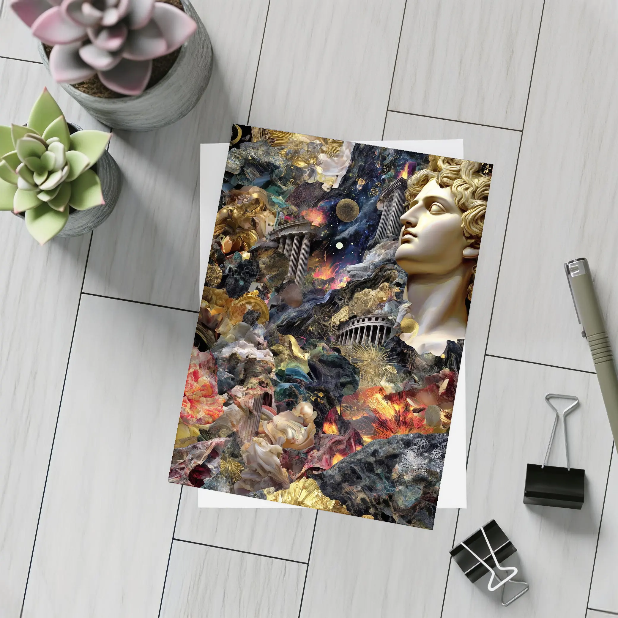 Greek Mythology Collage Gold Cosmic Chaos – Postcards