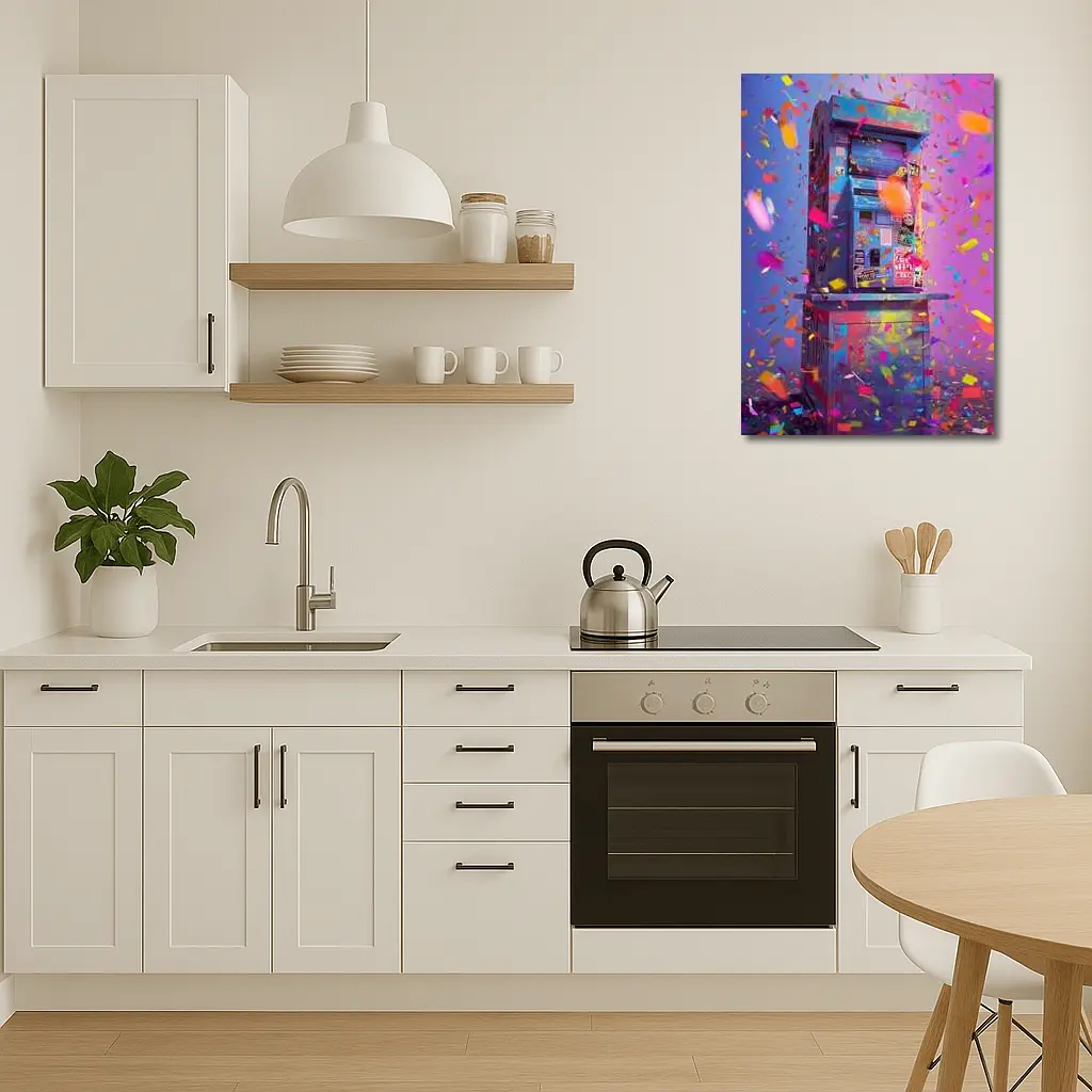 Colorful Arcade Machine Confetti Purple Background – Wall Art