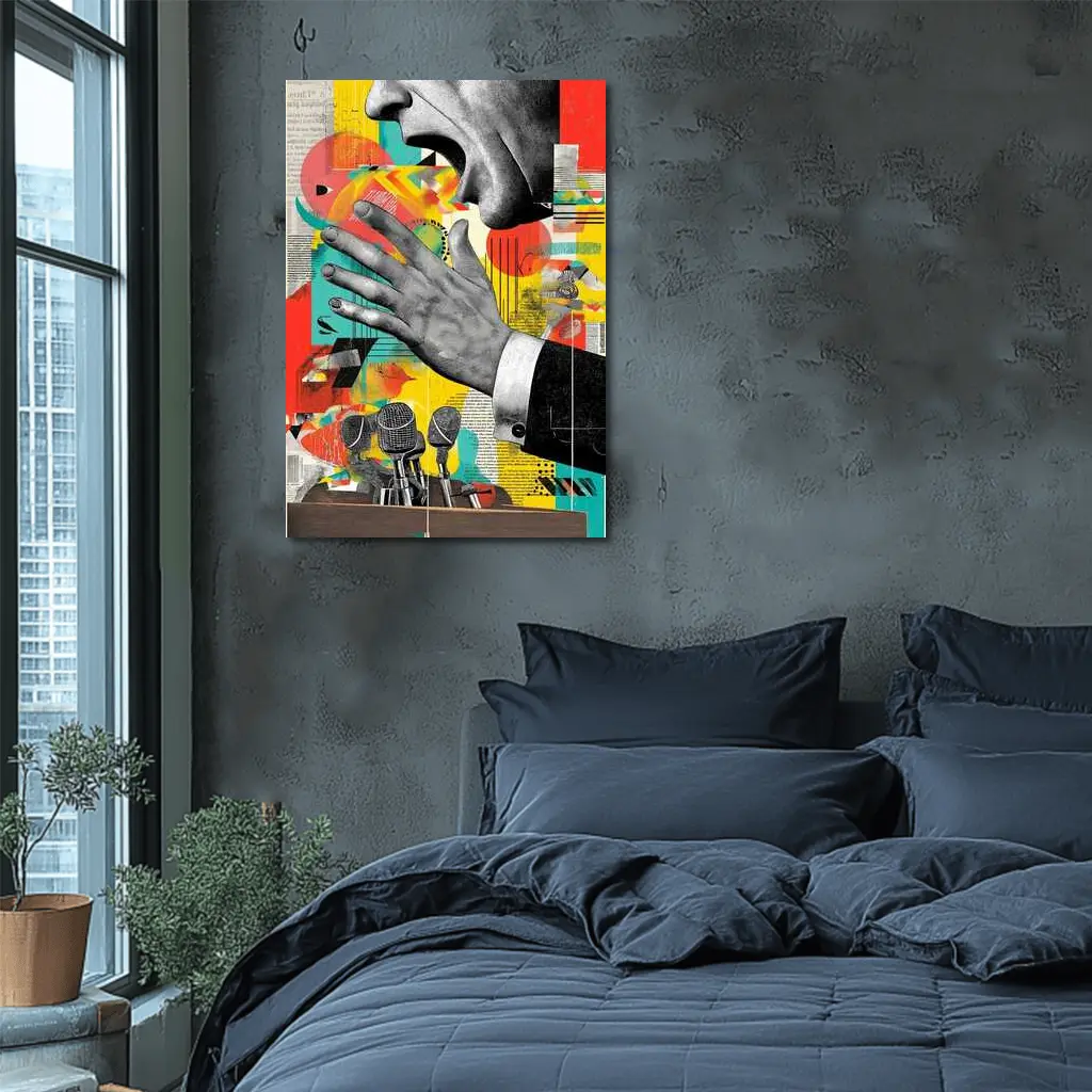 Political Speaker Collage Pop Art Illustration – Wall Art