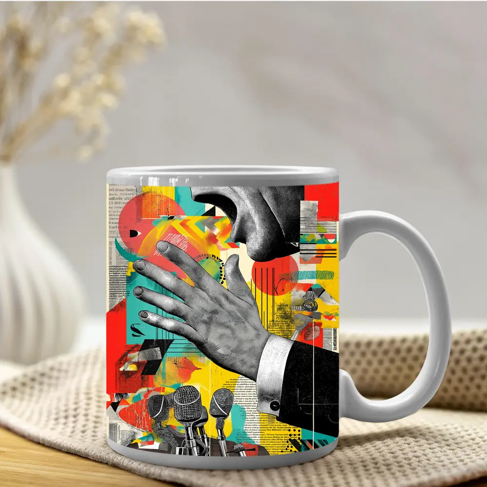 Political Speaker Collage Pop Art Illustration – Mugs