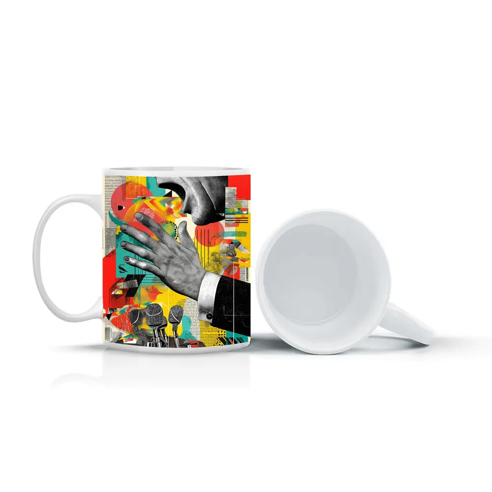Political Speaker Collage Pop Art Illustration – Mugs